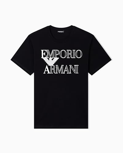 EMPORIO ARMANI T-Shirt à col Rond avec Logo Audacieux pour Homme, Noir, S