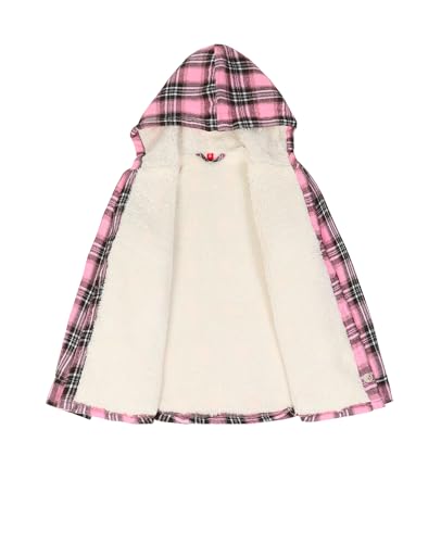 ZENTHACE Boys Sherpa Fleece Lined Flannel Plaid Button Down Shirt Jacket,Hooded Flannel Shirt with Hand Pockets3