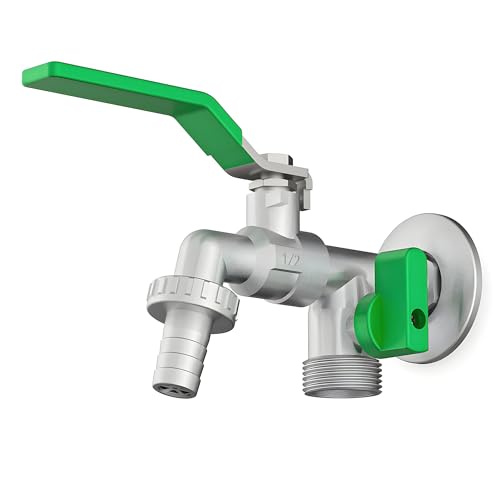 Celite Torneira de Parede para Tanque e Máquina de Lavar, Metal Cromado, com Alavanca Verde