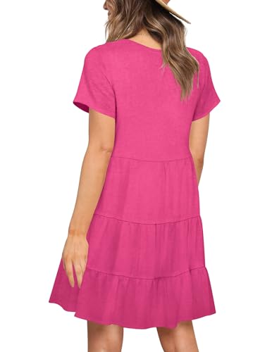Image of Nova In Sky Women's Summer Dresses 2026 Short Sleeve V-Neck Casual Loose Swing Button Down Casual T Shirt Dresses