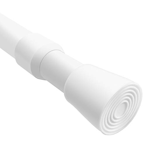 Image of Short Tension Rod 16 to 28 Inche Small Shower Curtain Rods No Drilling Adjustable Heavy Duty Extension Loaded Spring Tension Rod for Windows, Closets, Curtains, 7 /8 inch Diameter, White