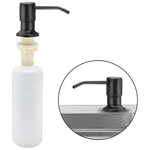 Sink Soap Dispenser Kitchen, 350ml Kitchen Built-in Stainless Steel Dispenser for Sink, Refillable Soap Dispenser with 360° Rotation Pump for Kitchen Sink Cover