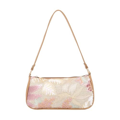 Image of PALAY Shoulder Bag for Woman Beaded Floral Square Sequin Bag Top Handle Underarm Shoulder Handbags