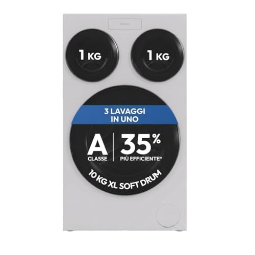 Candy MultiWash Waschmaschine 3 unabhängige Scheiben, 10 + 1 + 1 kg, 1400 U/min, Motoren Direct Drive, Selbstmontage, Smart AI, Klasse A, UV-Hygiene, Weiß