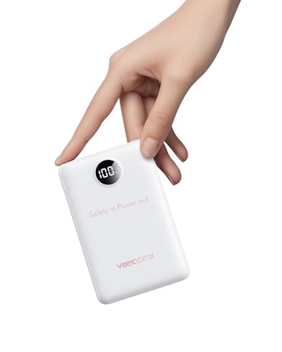 VEEKTOMX Power Bank 10000mAh 22,5W PD3.0 QC 3.0 Powerbank Mini USB C Caricabatteria Portatile Ricarica Rapida con Display a LED Compatibile con iPhone Huawei Xiaomi Tablets ecc. (Bianca)