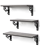 AMADA HOMEFURNISHING Floating Shelves, Grey Wall Shelves for Bedroom, Bathroom, Kitchen, Living Room