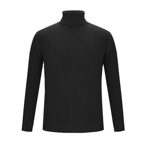 for Mens Winter Fall Long Sleeve Turtle Neck Sweater Thick Crochet Thermal Knit Basic Man 2025 Y2K4
