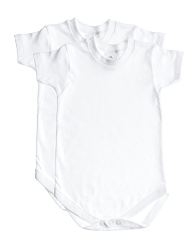 Baby Onesies, Soft Cotton Short Sleeve Unisex Bodysuit WSSR 24-36 2-Pack White