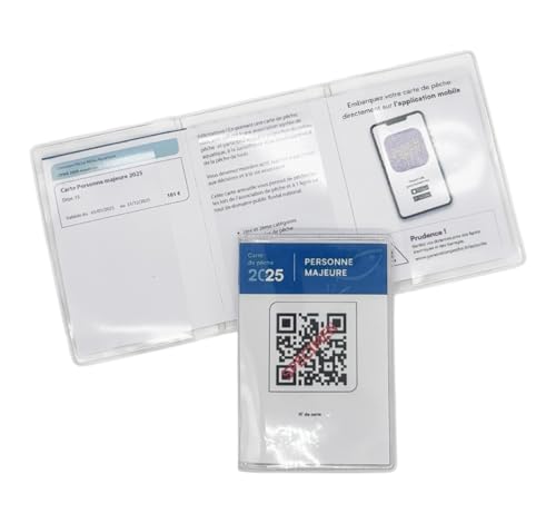 nemau - Pochette Carte de Pêche 3 Volets - Fabrication Française - Étui Imperméable et Résistant - Protège Vos Documents de Pêche - Format Compact et Pratique - Modèle Transparent