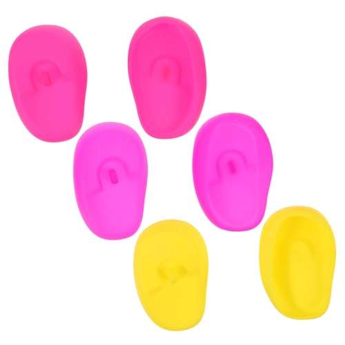 Vaguelly 3 de Oídos de Silicona para Tinte de Cabello de Fundas para Gorro para Barbería para Coloración y Rojo Amarillo