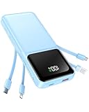 Travel Essentials Portable Charger with Built in Cables: USB C 20000mAh power bank has 4 built in cables (iOS, Type C, USB, Micro) compatible with almost all types smart devices such as for iPhone 16/15/15 Plus/15 Pro/15 Pro Max, Samsung S23,S22,S21,...