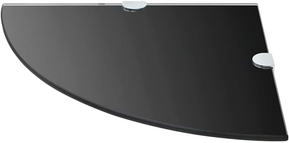 Corner Shelf Set of 2, Black Tempered Glass 13.8x13.8 inch Triangular Wall Shelves for Bathroom, Kitchen, Living Room Decor