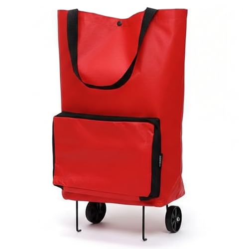 Carros De Compra, Carro De Compra Plegable, Carro Plegable con Ruedas, Comestibles De Tela Oxford Impermeable, Rojo