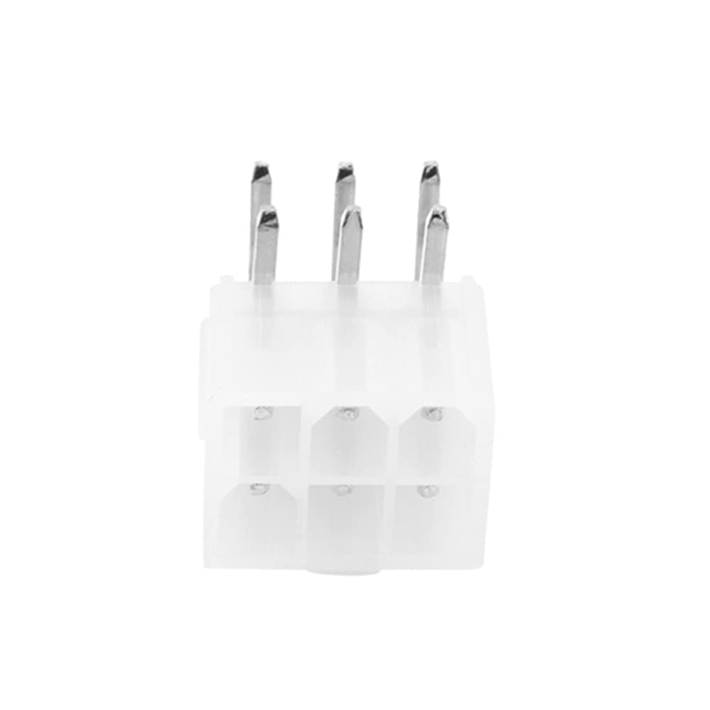 Jkjhbhged 100Pcs 4.2MM 6 Pin Header Male Pin for Graphics Card GPU PCI-E PCIe Power Connector Right Angle Through Hole Video Card, transparent white, 500187724