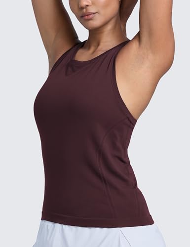 Image of CRZ YOGA Seamless Racerback Tank Waist Length | Training, Chafe-Free, Slim Fit, Crewneck, Mesh Vents, Workout, Sleeveless Tops for Women