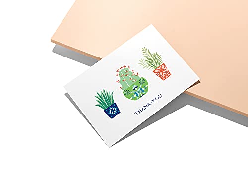 Image of Twigs Paper Cacti Thank You Cards, 12 Blank Note Cards with Envelopes | Small size, gratitude & appreciation notes, hand-illustrated artwork, stationery, bulk value set