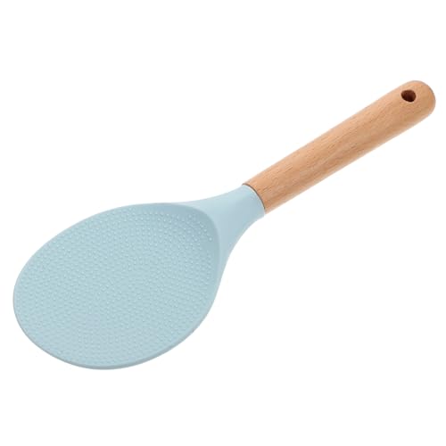 FUNOMOCYA Rice Spoon Rice Cooker Japanese Rice Shovel Japanese Ramen Noodles Chinese Spoons Nonstick Rice Paddle Rice Spatula Ramen Bowl Spoon Black Spoons Restaurant Rice Scoop Blue Wood