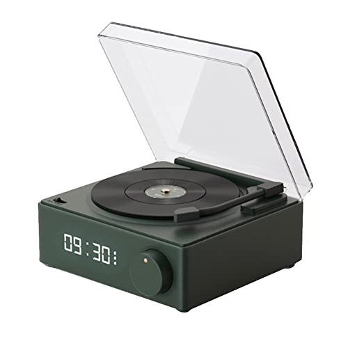 Knadgbft Multifunctional Bluetooth Speaker Alarm Clock Vinyl Record Player Desktop Sound Box for Room Bedroom-D