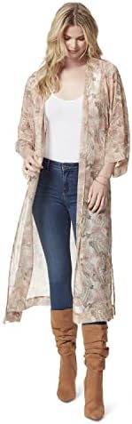 Jessica Simpson Women's Blakely Chic 3/4 Sleeve Duster, Wild Paisley-Gardenia, Medium