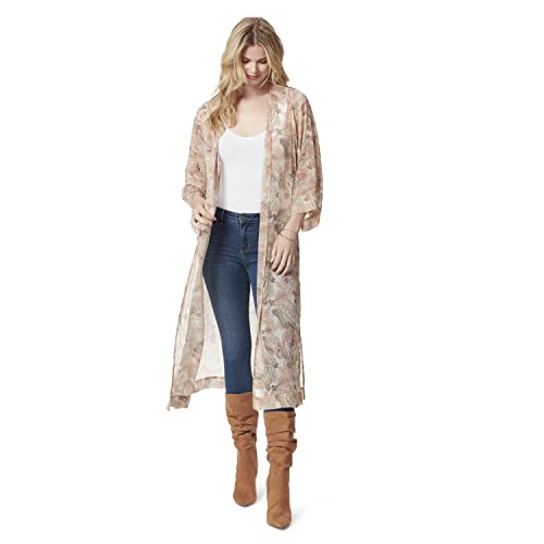 Jessica Simpson Women's Blakely Chic 3/4 Sleeve Duster, Wild Paisley-Gardenia, Medium #TOP3