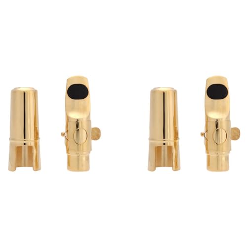 Embouchure de saxophone soprano jazz 5c en métal doré avec couvre-bec et patchs de protection