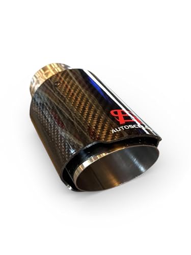 Embout d'Échappement 63mm Entrée 3,5' Sortie Tuyau d'Échappement de Voiture en Acier Inoxydable et Fibre de Carbone Brillant (Bleu Brillant Grillé) AUTOSCHLOSS