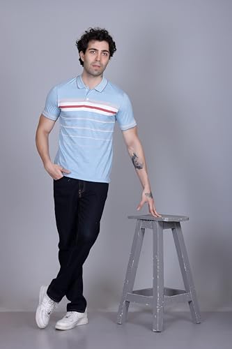 Image of SANE ORIGINALS T-Shirt for Men with Pocket || Textured Striped Polo for Men