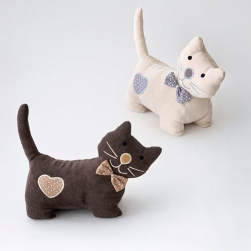 LOLAhome Pack de 2 topes de puerta decorativos con forma de animales para el hogar y la oficina, topes de puerta para interior de tela con relleno de gravilla y poliéster (Gatos)