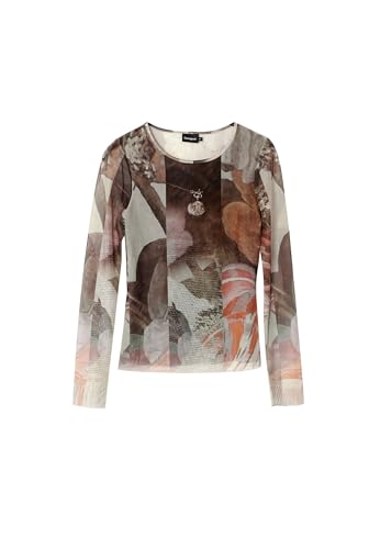 Desigual T-Shirt à Manches Longues en Tricot pour Femme, Jaune, Taille L