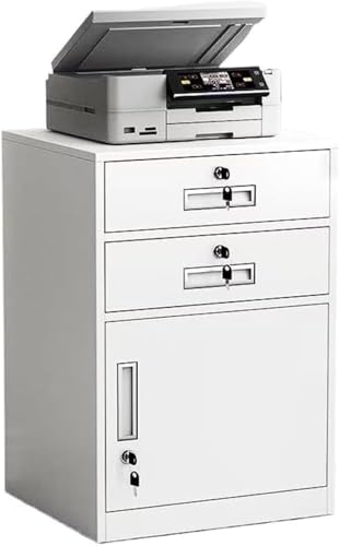 Barino オフィスキャビネット ファイル デスクワゴン サイドワゴン スチール製 サビ止め塗装 机下収納 完成品 大容量 鍵付き 引き出し 扉付き 袖机 オフィス 事務所 更衣室 学校 業務用 オフィスサイド、テーブル下ファイル、データ、小型 ロック付