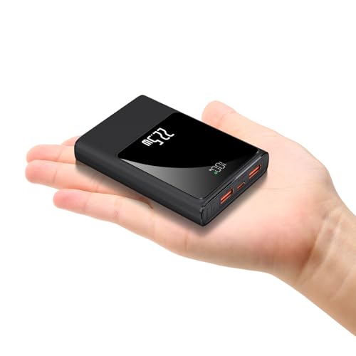 Banco de Energía Pequeño de 10000mAh con Carga Rápida Cargador Portátil Mini USB C de 22,5 W con Paquete de Batería Banco de Batería Externo Compacto para iPhone Chaleco Calefaccionado (Negro)