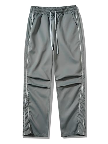 Men's Streetwear Parachute Sweatpants Elastic Waist Y2k Baggy Cargo Track Pants Drawstring Wide Leg Casual Trousers3