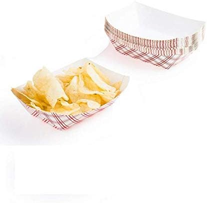 Food boats , Grease Resistant 2 Lb Paper Food Trays 50 Pack. Durable, Carnival Party Supplies Ideal for Festival, Carnival and Concession Stand Treats Like Hot Dogs, Ice Cream, Popcorn and Nachos.
