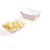 Food boats , Grease Resistant 2 Lb Paper Food Trays 50 Pack. Durable, Carnival Party Supplies Ideal for Festival, Carnival and Concession Stand Treats Like Hot Dogs, Ice Cream, Popcorn and Nachos.