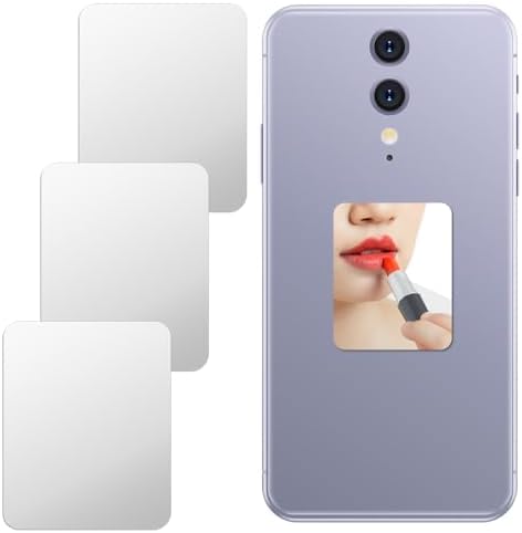 3 Pack Phone Mirror Stick On Phone Mirror Sticker Self Adhesive Slim Makeup Mirrors for Phones Case Back Acrylic Rectangle Mirrors Decal Charm for Smartphone(Peel Off Protective Film Before Use)