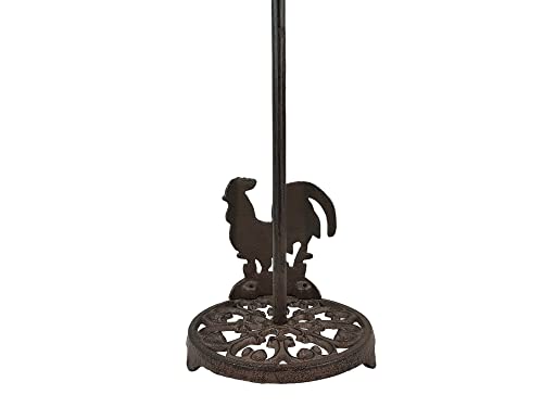 De Leon Collections Cast Iron Brown Rustic Western Farmhouse Country Rooster Chicken Freestanding Paper Towel Holder #TOP3
