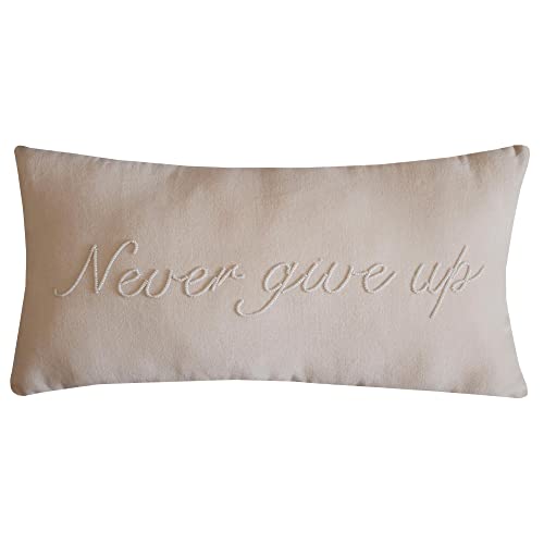 Amanda Holden Never Give Up Filled Cream Cushion 100% Cotton