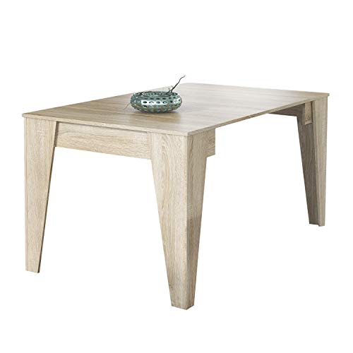SelectionHome - Mesa TM 140 Consola de Comedor Extensible 3 Posiciones, Acabado en Color Roble, Medidas: 53,6 a 146,6 cm (Largo) x 74 cm (Alto)  x 90 cm (Fondo)