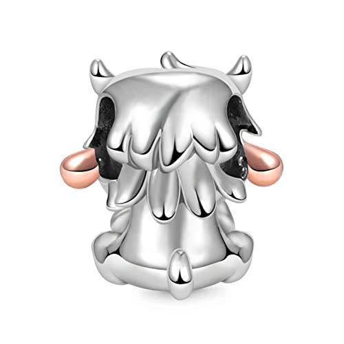 Image of GNOCE Embraces Heart Gemstone Bead Charms 925 Sterling Silver Rabbit Horse Triceratops Snake Monkey Cat Platypus Sloth Bear Pig Yak Ghost Matryoshka Doll Jewelry Gift for Women