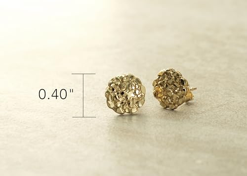 10k Yellow Gold Round Nugget Stud Earrings (.40")4