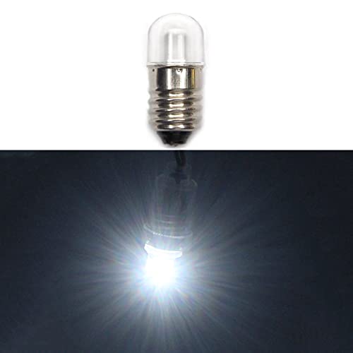 10 Pcs AC E10 120V Cold White LED Bulbs SMD Replacement Bulbs 1W 65LM Miniature Screw Light Bulbs (Cold White)