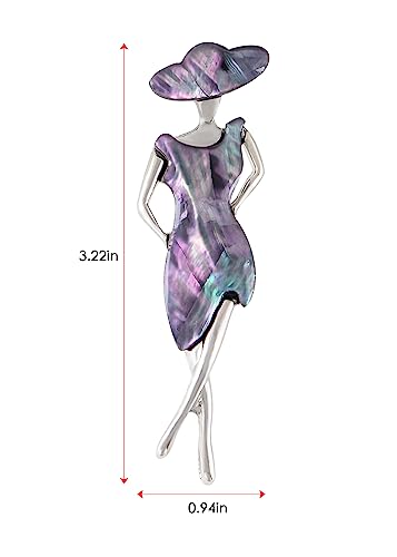 Image of Alilang Elegant Lady Women Dancer Brooch Silvery Tone Abalone Shell Lapel Pins & Pendant for Wedding Bridal