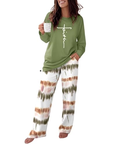 CHICME Womens Pajamas Sets 2 Piece Long Sleeve Lounge Set 2025 Loose Pants Pj Sets Loungewear with Pockets