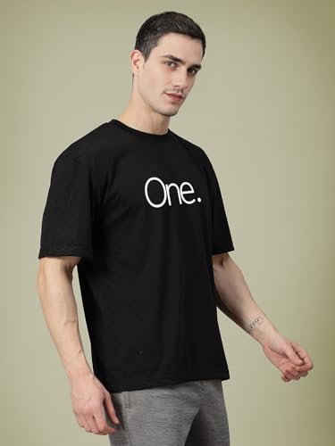 Image of CHKOKKO Mens Polyester Stylish Oversized T Shirt for Daily & Casual Wear Printed Design with Drop Shoulder & Half Sleeves