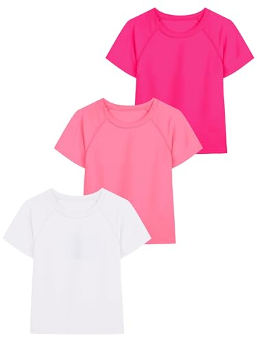 Image of Poroka 3 Pieces Girls UPF 50+ Sun Protective Rash Guard Toddler Swim Shirt Quick Dry Toddler Girl Sports Shirt