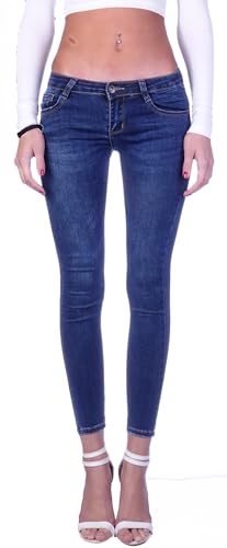 Damen Röhrenjeans Hosen Hüftjeans Jeans blau Damenjeans Damen-Hose-n Jeans-Hose-n Röhre-n Hüft-Hose-n Niedrige-r Leib-Höhe Bund Stretchjeans Stretch-Hose-n Denim Skinny dunkel-blau-e Gr Größe M 38