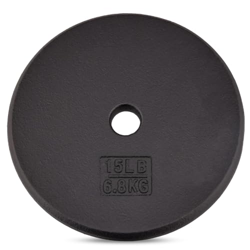 Image of Yes4All Standard Weight Plates, 1-Inch Cast Iron Barbell Weights, Wide Range 5-50 LB, Ideal for Strength Training & Workout Routine, Available in Single, Pair & Set of 4