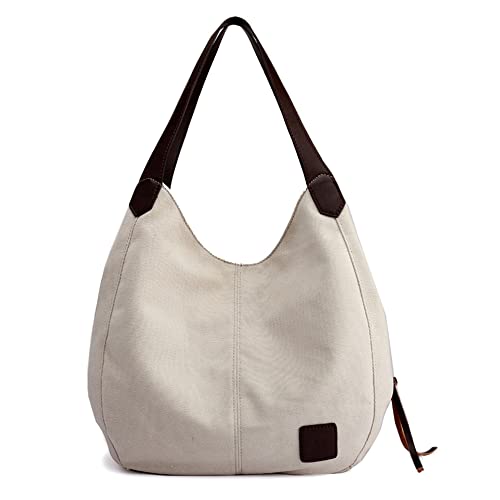 Vifaleno Bolsa de ombro feminina vintage hobo com vários bolsos em lona, tamanho 28 X 30 X 13 cm, cor opcional
