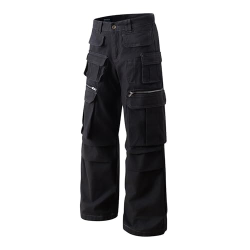 XYXIONGMAO Men's Loose Techwear Pleated Overalls Black