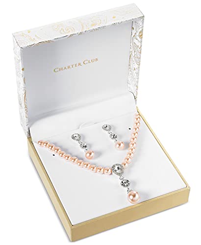 Charter Club Cubic Zirconia and Imitation Pearl Lariat Necklace & Drop Earrings2